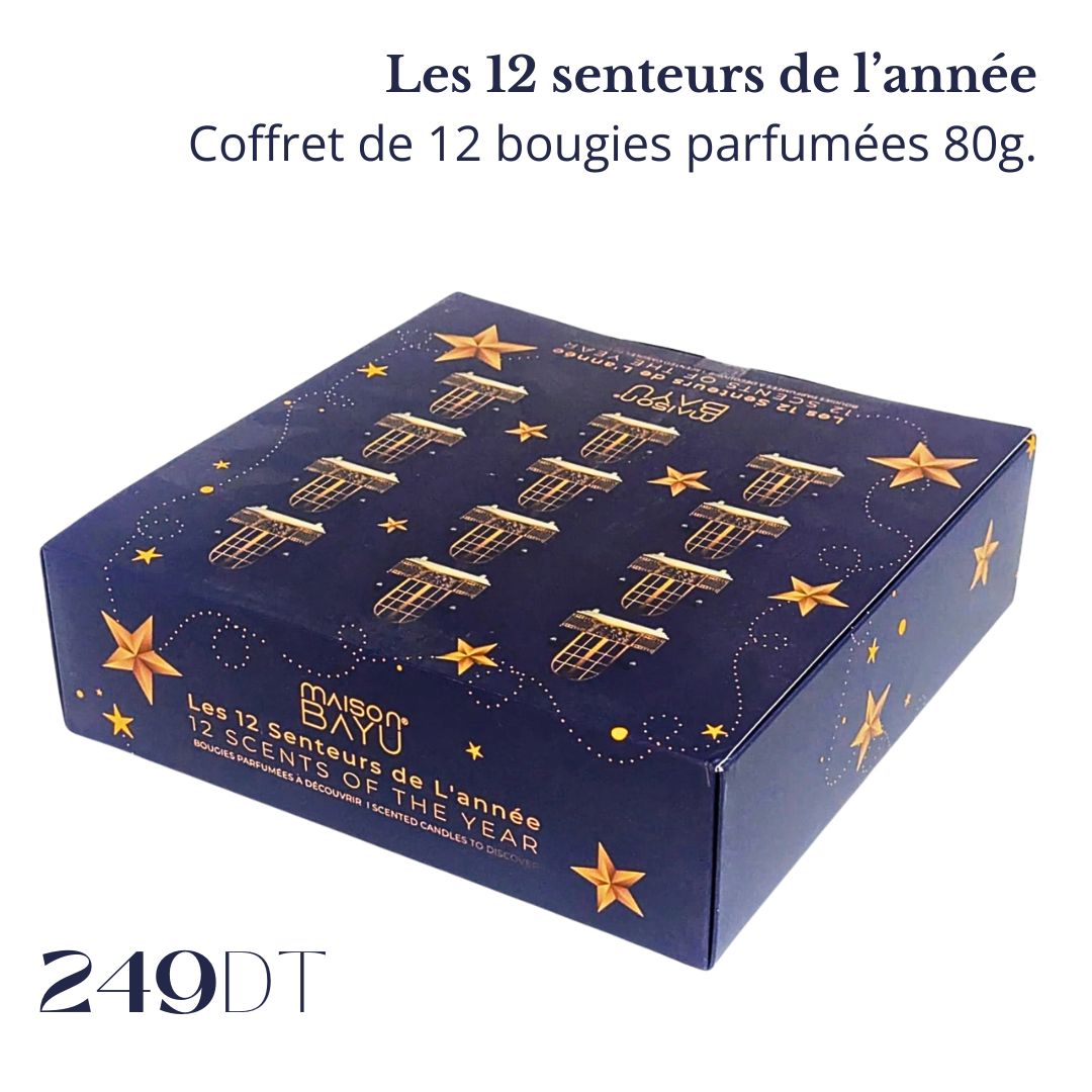 Coffret de bougies parfumées les 12 senteurs de l'année